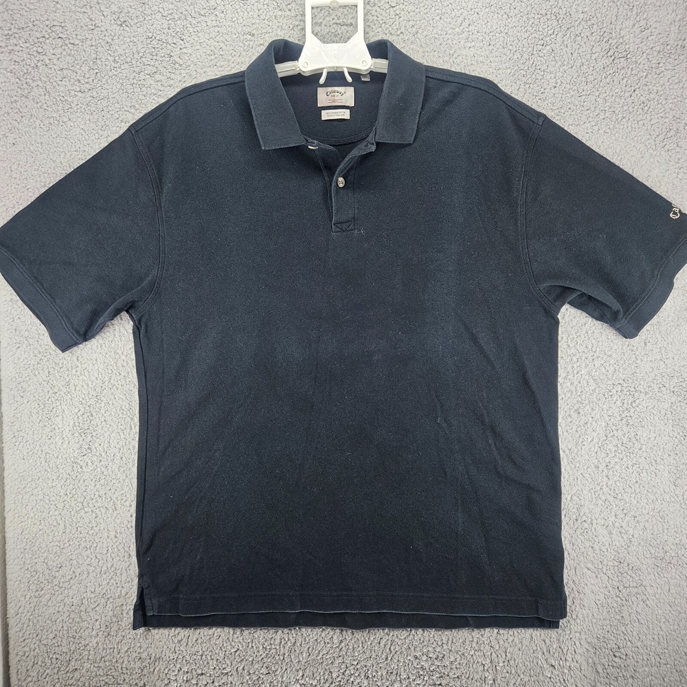 Callaway Golf Sport Mens XL‎ Black Combed Cotton Short Sleeve Polo Shirt 00659